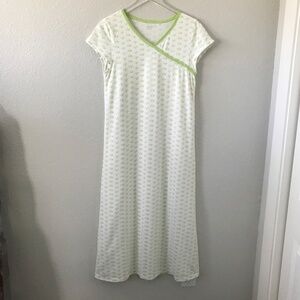 Garnet Hill Asian Wrap 100% Organic Cotton Long Nightgown Size S Cap Sleeve